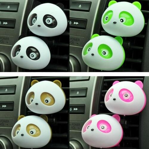 2 Pcs Multicolor Durable Panda Shape Cute Car Air Outlet Solid Perfume Air Freshener Interior Decoration Automobile Accessories