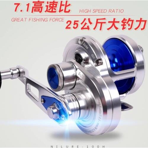 2019 NEWslow jigging reel 100H 7.1:1 overhead reel left handle and right hande 25kgs drag CNC saltwater boat reel trollingreel