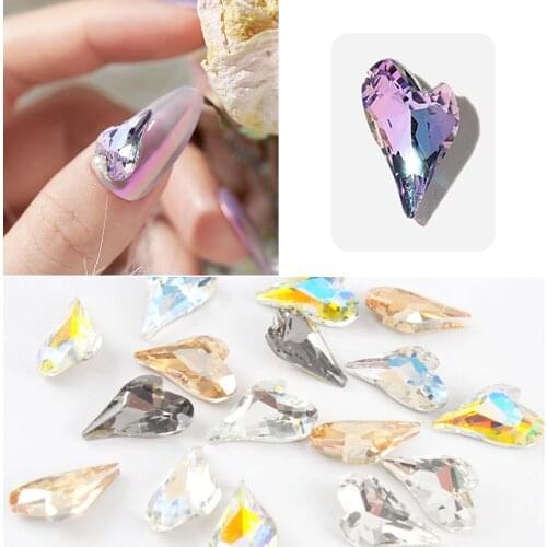 30Pcs/Lot 3D Nail Art Rhinestones Pointed Bottom Glass Stone Crystal Big Heart Shape Nail Decoration Tool Nail Accessory
