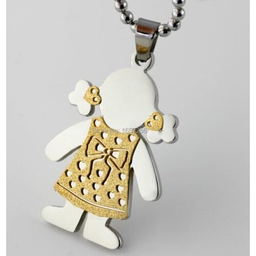 Wholesale 5pcs Lot Good Quality Stainless Steel Gold Lovely Girls Pendant charming XMAS Jewelry NO CHAIN