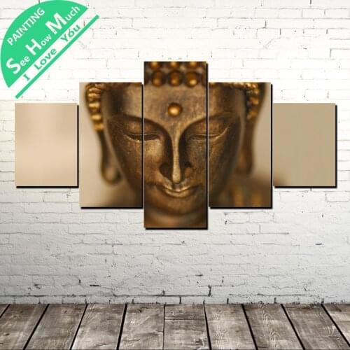 5 Piece Vintage Buddha Face Modern Print Canvas Painting Art Print Poster Picture Wall art for Living Room Art poster