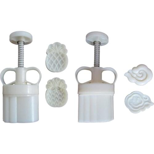 50g Barrel Mooncake Mold with 2 Pineapple Cloud Stamps Cookie Cutter Green Bean Pastry Mould DIY Bakeware