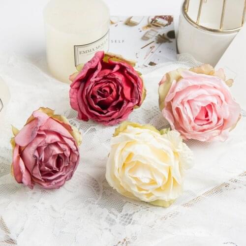 100 Pieces Artificial Flowers Fire Roses Wholesale Wedding New Year Home Decoration Accessories Christmas Needlework Garlands