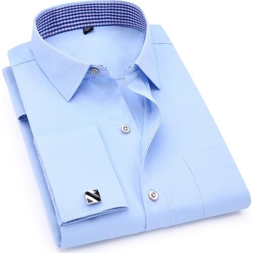 6XL 5XL French Cufflinks Shirts for Men Casual Slim Fit Men Shirt Long Sleeve Button Up Shirt Mens Dress Shirts Street Wear