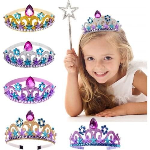 Childrens Birthday Crown Headband Starfish Mermaid Princess Decor Ccean Theme Girl One 1st Birthday Party Hair Accessories