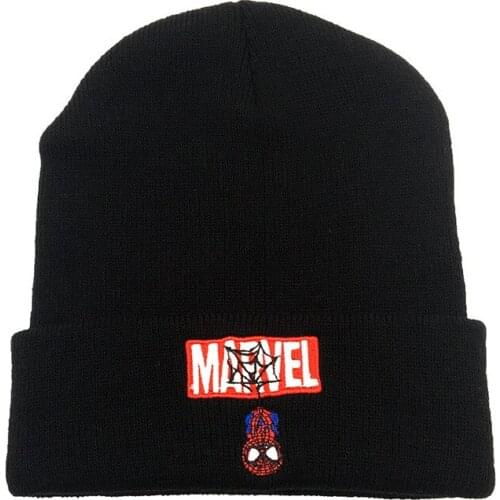 Disney Anime cartoon Spider-Man 2021 European and American new embroidery knitted hat winter warm ear protection beanie hat cap
