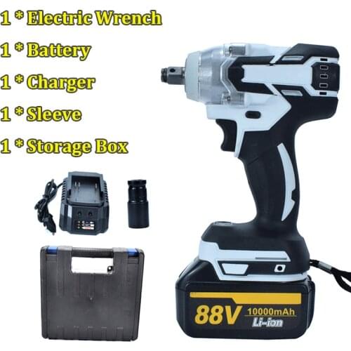 88VF 520Nm Electric Wrench Rechargeable Brushless Cordless Impact Driver 1/2 Socket Wrench Power Tool with 10000mAh Battery