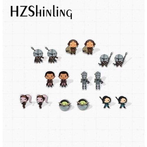 2021 New Arrival Kawaii Classical Movies Space Wars Characters Epoxy Acrylic Resin Stud Earrings for Fans