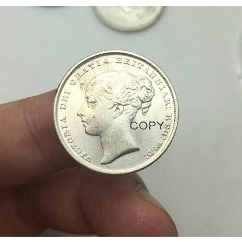 India Coins 1840 Victoria Queen Double Braid One Rupee Brass Silver Plated Copy Coin Can Custom Big Amounts