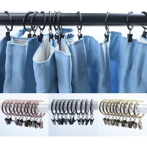 Curtain Rings With Clips Heavy Duty Curtain Sliding Ring Hook Rustproof Vintage Home Decoration Shower Curtain Rings Clamps