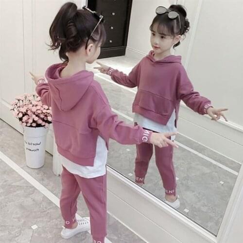 Girls Clothing Sets Overalls New Spring Active Girls Clothes Children Clothing cotton Sweatshirts Hoodie Pants Suit 2-12Y