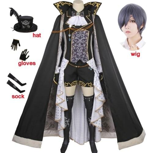 12PCS Black Butler Sun Awake Anime Ciel Phantomhive Cosplay Yume 100 Halloween costume XS-XL Size Free Shipping With and wig