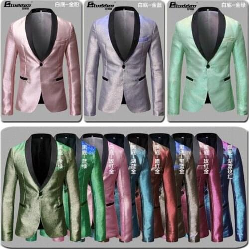 Mens color-changing suit blazer masculino fashion costumes slim groomsmen dress casual multi-color clothing shiny stage singers