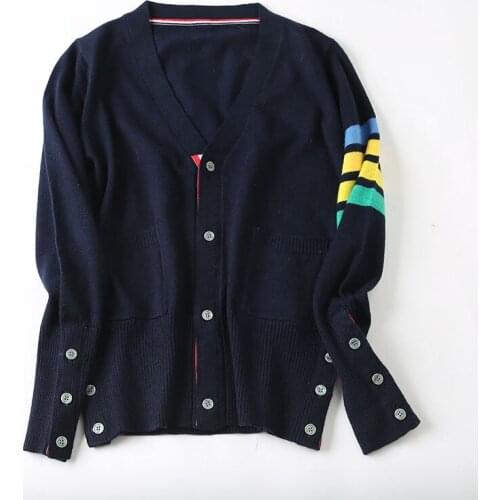 Hot-selling long-sleeved sweetheart cashmere sweater TB style Couple-style cardigan new knitted cardigan women and men sweater