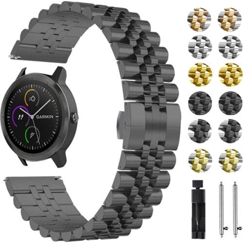 Metal Watchbands For Garmin Venu 245 645 GarminMove 3 GarminActive S Vivoactive 4 Band Strap Stainless Steel Bracelet 20mm 22mm