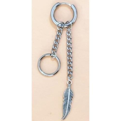 8 Pcs/set Fashion Trend Titanium Steel Men Small Circle Leaf Earrings Simple Personality Women Triangle Cross Ear Jewelry Set