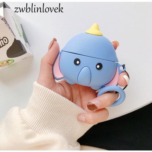 Cartoon Dumbo Keychain Silicone Case for Apple Airpods1 2 3 Case Accessories Bluetooth Earphone Protective Cover Keyring