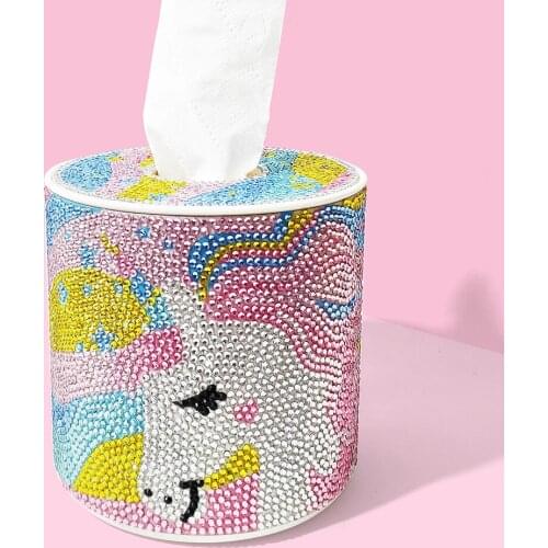 2021 New Special Shape 5D Diamond Painting Roll Cylinder Tissue Box Puzzle Storage Box Cartoon Animal Diamond Cross Stitch Gift