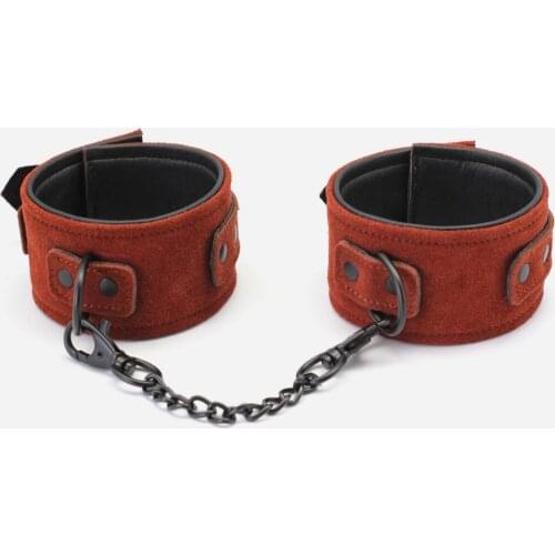 2019 New Arrival Luxury Top Leather ankle cuffs, Brown Suede feet cuffs, sex restraint products, Adult sex toys