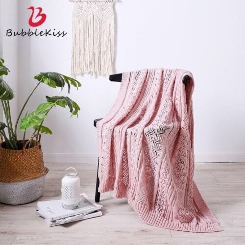 Bubble Kiss Throw Blanket Nordic Solid Color Hollow Thick Wool Blanket Office Lunch Break Home Sofa Blanket For Bedroom Decor