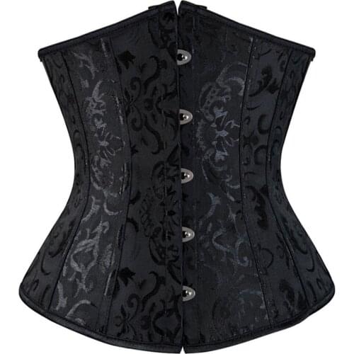 Brocade Gothic Underbust Sexy Corset Waist Cincher Bustiers Top Workout Corselet Belt Plus Size Lingerie Corselet S-6XL