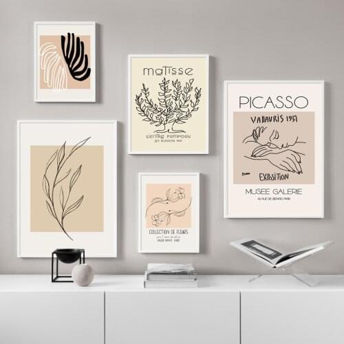 Picasso Matisse (Matisse Picasso) Abstract Minimalism Line Leaf Girl Nordic Poster Wall Art Print Canvas Painting Decoration