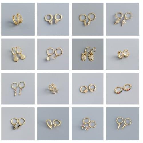 PONYKISS Real 925 Sterling Silver Exquisite Pretty Zircon Hoop Earrings for Women Party Prevent Allery Jewelry Accessories