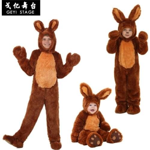 Hot Halloween party in adult attire children cosplay cute brown rabbit child storytelling costume