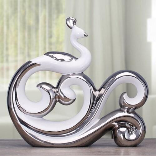 Simple Modern Ceramic Peacock Ornaments Art Home Livingroom Accessories Crafts Hotel Office Furnishing Decoration Wedding Gifts