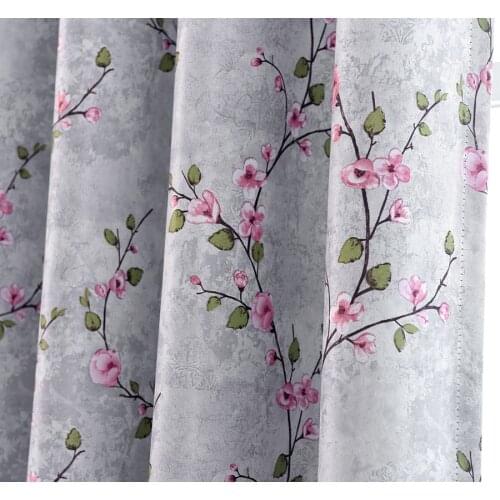 Simple Modern New Chinese Style Plum Pattern Blackout Curtains for Bedroom Short Curtain