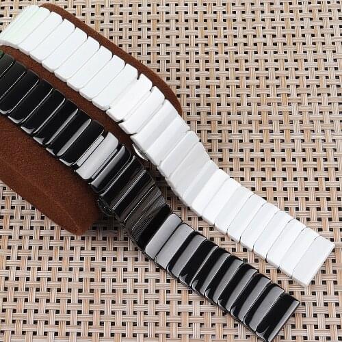16 18 20 22mm Ceramic Straps for Samsung Galaxy Watch 3 Band 41mm/45mm/Active 2 1 40mm/44mm/42mm/46mm Bracelet Black/White Belt
