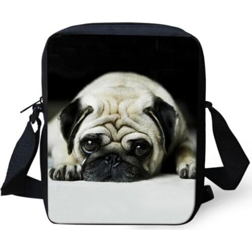 Fresh Puppy Pug Dog Women Bag Mini 3D Animal Crossbody Bag for Kids Small Simple Female Shoulder Handbag Square