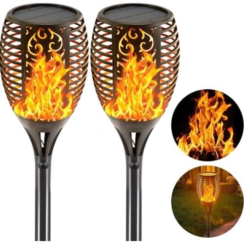 33/96 LED Solar Flame Lamp Outdoor Torch Lights Safety Waterproof Light Flicker Lights for Garden Decoration Lawn Patio