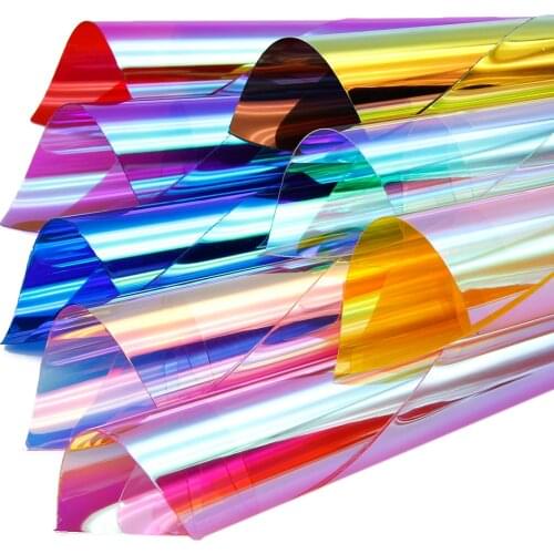 Solid Color Faux Leather Sheets Holographic Iridescent Mirror Synthetic Leather Fabric 20x33cm for DIY Earrings Hair Bows Making