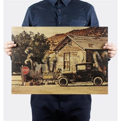 Classic Retro Poster Scrapped Vintage Car Vintage Bar Cafe Art Home Decorative Painting Living Room Bedroom Wall Sticker