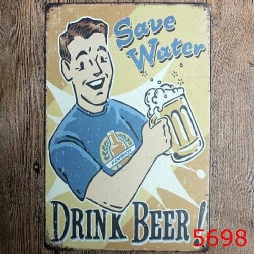 Water-saving Beverage Beer Bar Metal Tin Sign Poster Art
