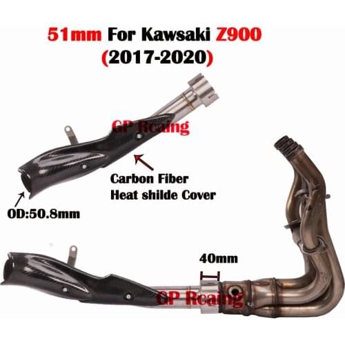 Z900 Motorcycle Exhaut 51mm inlet Decat Race Eliminator Exhaust Remove Catalyst Middle Mid Link Pipe For Kawasaki Z900 2017-2020