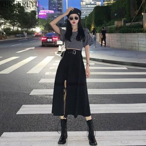 WERUERUYU Skirt Women Summer Sexy Split Skirt Ladies Office High Waisted Casual Skirt Wrapped Fashion 2020
