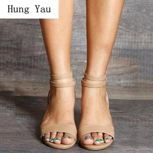 Woman Sandals Shoes 2019 Summer Fashion Wedges Pumps High Heels Buckle Strap Zip Peep Toe Gladiator Women Plus Size 34-43