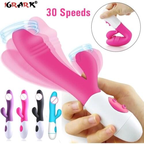 30 Speeds USB Rechargeable Powerful Dildo Rabbit Vibrator for Women Clitoris G-Spot Stimulation Vagina Massage Adult Sex toys