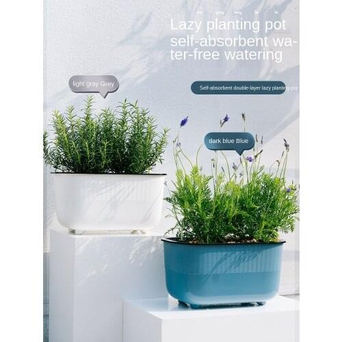 Zq Balcony Planting Basin Artifact Lazy Automatic Water Feeding Flowerpot Rectangular Planter Family Planting Box