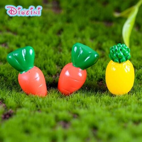 10pcs Vegetable Carrot Pineapple Fruits Resin Action Figure Model Figurine Birthday Cake Decoration Toy Set Doll House Gift Kids