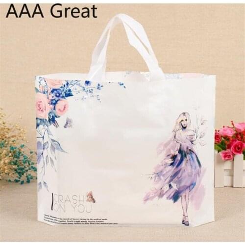 100Pcs/Lot Bags Shopping Bag Supermarket Plastic Bags With Handle Food Packaging Clothes Shoes Pouches Wholesale Storage Present