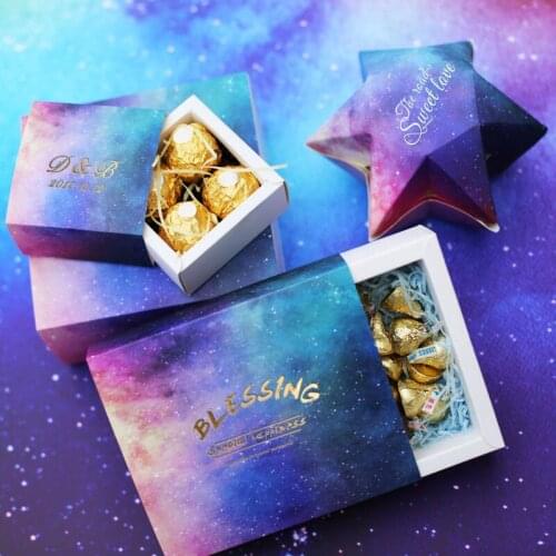 20pcs Starry Drawer Candy Gift Box Personalized Wedding Favors Paper Gift Package Boxes Birthday Event Party Supplier