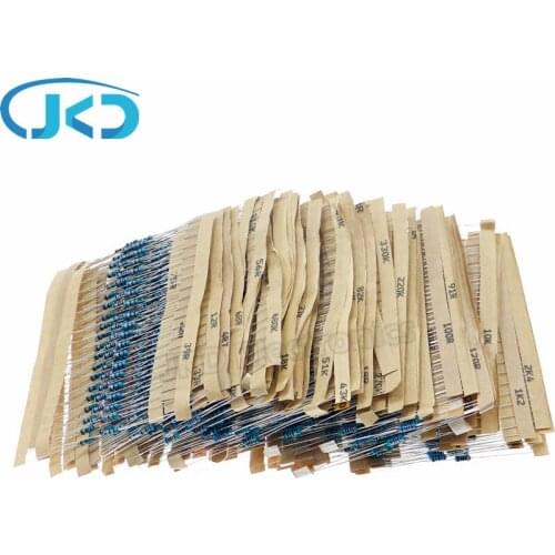 2000pcs/lot 100value x 20pcs 1% 1/4W 0.25W 1ohm~1 m 1/4W metal film resistor kits
