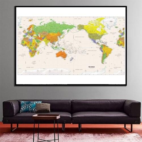 24x48 inch Fine Canvas Home Wall Spray Painting The World Physical Map For Study Room Office Wall Decor