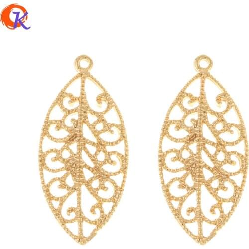 Cordial Design 30Pcs 12*25MM Hollow Leaf Charm/Jewelry Accessories/Earring Findings/Genuine Gold Plating/DIY Making/Hand Made