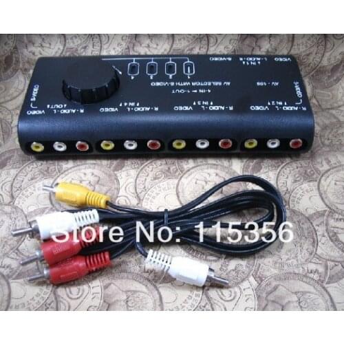 4 in 1 Audio S-Video Signal AV Switcher Selector with RCA cable
