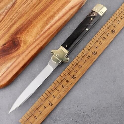 9 inch Italian Mafia D2 blade horn handle tactical pocket survival hunting self-defense kitchen fruit EDC tool folding knife