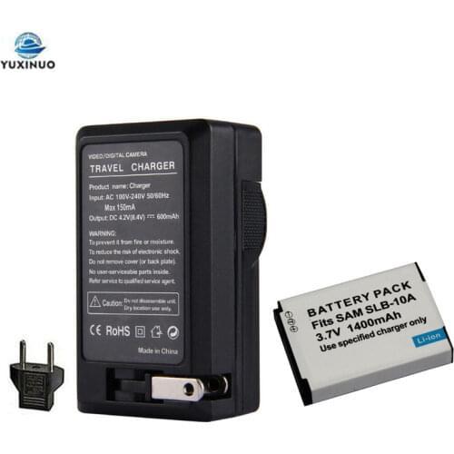 1400mAh SLB-10A SLB10A Battery + AC Charger for Samsung SL102 SL202 SL420 SL620 SL820 HZ10W HZ15W ES55 L100 L110 L200 L210 L310W